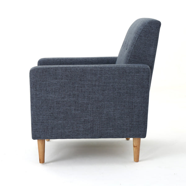 English Elm Christopher Knight Home® - CLUB Modern Fabric Club Chair with Plush Polyester Upholstery and Rubber Wood Legs for Living Room Comfort Dark Blue 31.5 L x 28.5 W x 18.75 H 61237.00DBL