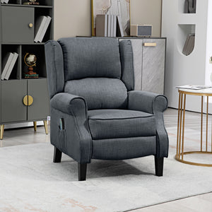 English Elm HOMCOM Linen Massage Recliner Chair with Heat & Dual Motors, Wingback Push-Back Sofa w/ Footrest and Side Pocket Charcoal grey W2225P200664
