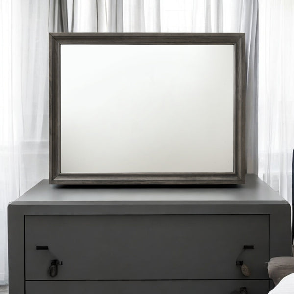English Elm Naima Gray Finish Mirror — Sleek Non-Beveled Modern Wall Mirror, Clear Reflective Surface for Rooms B2726P261248