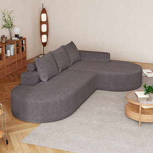 English Elm Modern Curved Sectional Sofa - Soft Chenille Upholstery, Modular Design, 3 Pillows & Easy Setup W834S00452