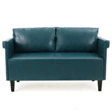 Christopher Knight Home® - Noble House - Bellerose Teal Leather Settee