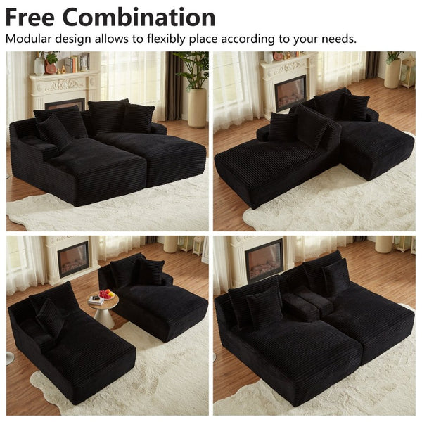 English Elm Indoor Oversized Double Chair Sleeper Sofa Wide Low Profile Minimalist Lounge Seat Black W2100S00348