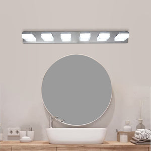 English Elm Modern 6-Light Chrome Led Vanity Light Fixture - Flattering Illumination For Bathrooms & Makeup Areas W2312P374912