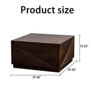 English Elm Square Coffee Table Modern MDF Square Top No Assembly Stylish Durable Easy-Clean Design for Living Room Walnut W3081P360266