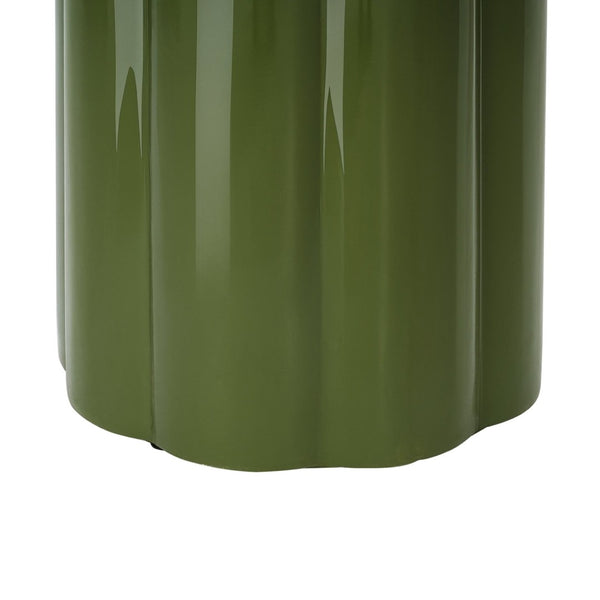 English Elm High-gloss Sculptural Outdoor Side Table Mgo Weather Resistant Patio Accent Green N768P371797G