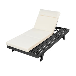 English Elm Lounge Chaise Outdoor Acacia Wood Slatted Frame with Water Resistant Cushion Resort Style Beige,Black N770P442B67B