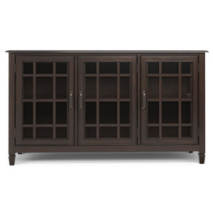 English Elm Connaught Solid Wood Buffet with Glass Doors Raised Panel Drawers Dining Storage B136P436051