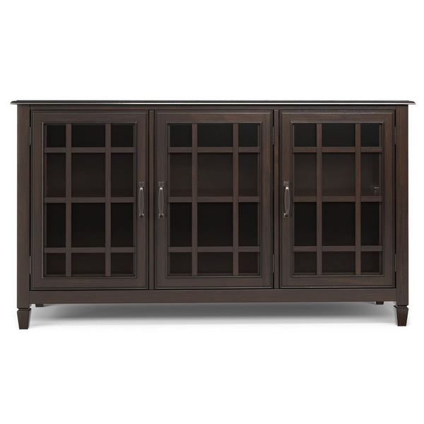 English Elm Connaught Solid Wood Buffet with Glass Doors Raised Panel Drawers Dining Storage B136P436051