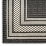 Nourison Horizon Indoor/Outdoor HOZ03 Machine Made Power-loomed Solid Border Indoor/Outdoor Modern Outdoor Rug Black, Black 88% Polypropylene,12% Polyester 841491128152