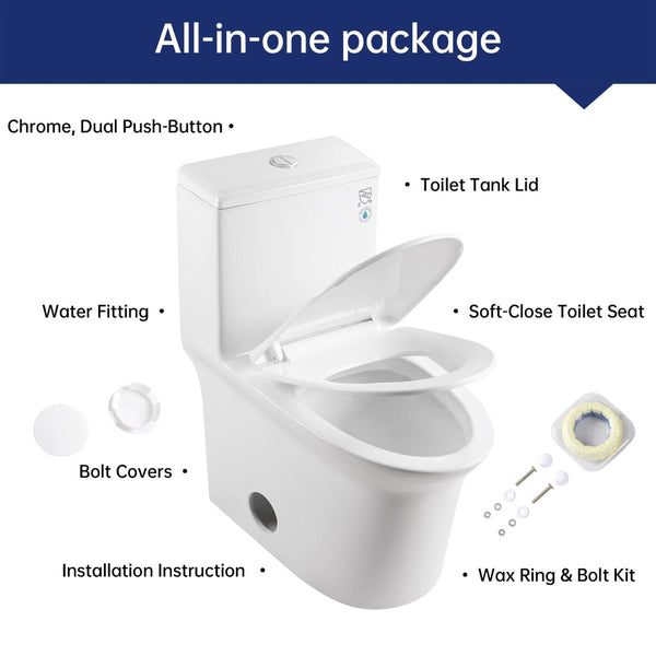 English Elm 1.1/1.6 Gpf Ceramic One Piece Toilet Skirted Comfort Height Dual Flush Soft Close B2724P246931