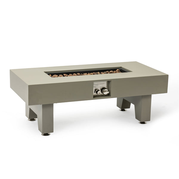 English Elm 42_Inch Iron Fire Pit Table - Stylish Outdoor Heating With 50,000 Btu, Propane Efficiency & Glass Stones W3131P277177