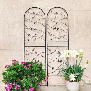 English Elm 4 Pack Powder-coated Metal Garden Trellis Panels Rustproof Climbing Plant Support Outdoor W1586P268006