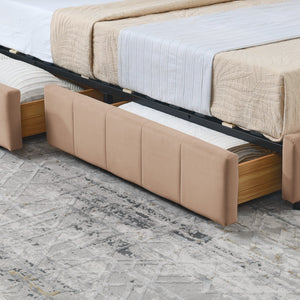 English Elm Full Size Upholstered Tufted Bed Frame - Stylish Velvet Sofa Bed With Storage, Pink Elegance W487S00305