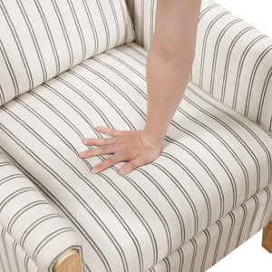 English Elm Classic Farmhouse Push-Back Recliner Chair with Striped Fabric, Nailhead Trim, Solid Wood Frame, 300lb Capacity B011P396186