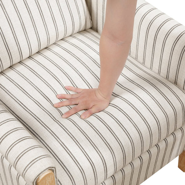 English Elm Classic Farmhouse Push-Back Recliner Chair with Striped Fabric, Nailhead Trim, Solid Wood Frame, 300lb Capacity B011P396186