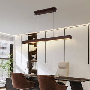 English Elm 39-inch Walnut Wood Led Bar Pendant Dimmable Fixture for Dining and Kitchen Islands W1340P264188