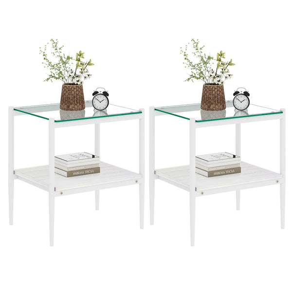 English Elm Coffee Table Set Of 3 – Modern Tempered Glass & Mdf End Tables For Stylish Living Room Decor W241S00050