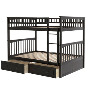 English Elm Full Over Bunk Bed Convertible Pine Frame with Storage Drawers for Kids Rooms Espresso GX000241AAP