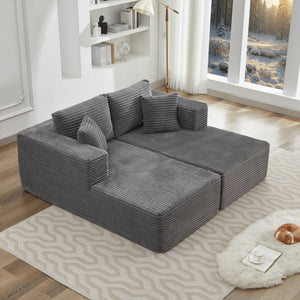 English Elm 106" Plush Corduroy Cloud Sectional Sofa with Right Chaise — Deep Seat, No Assembly, Modern Comfort W1143S00024 W1143S00024