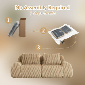 English Elm 82" Modular Sectional Sofa Flannelette Upholstery Deep Seat No Assembly Living Room Light Camel W714P377075