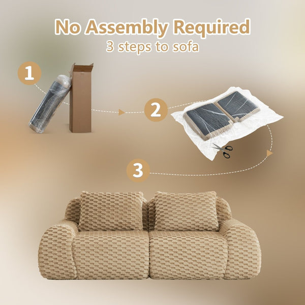 English Elm 82" Modular Sectional Sofa Flannelette Upholstery Deep Seat No Assembly Living Room Light Camel W714P377075