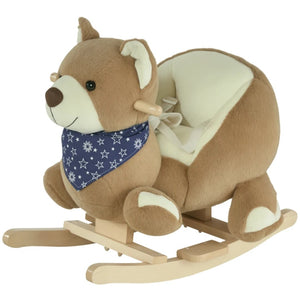 English Elm Dinosaur Plush Rocking Toy for Toddlers with Sound Effects and Wooden Base T3971P442708