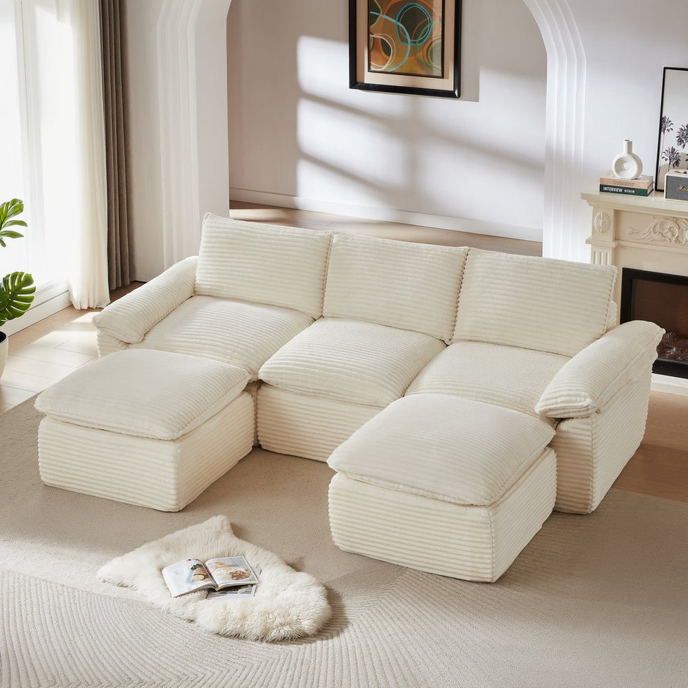 English Elm Modern Corduroy Cloud Sofa – Stylish, Modular Comfort For Living Rooms, Offices & Apartments W3396S00027