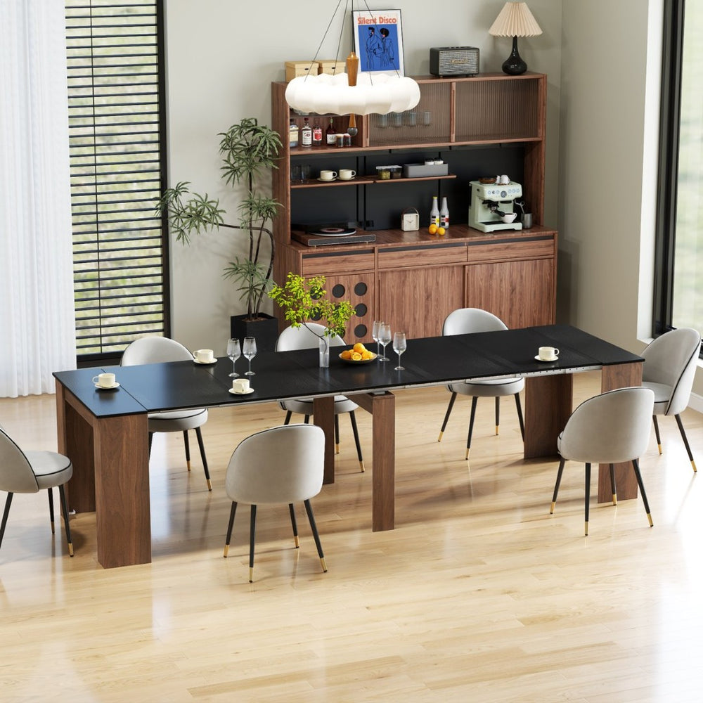 English Elm Multifunctional Extendable Console Dining Table Space Saving Mdf Design for Small Homes W331P386593