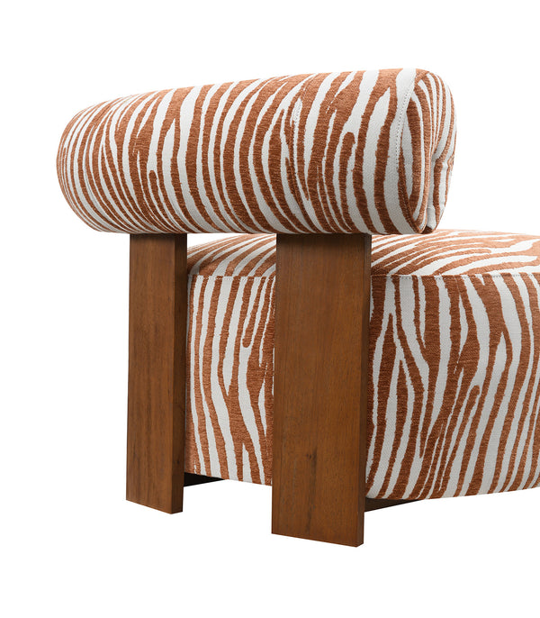 English Elm 1Pc Accent Chair In Zebra Stripe Fabric With Rustic Orange, Modern Comfort For Living Rooms & Nooks B2741P401399