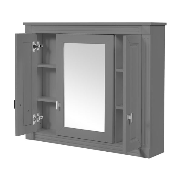 English Elm Bathroom Wall Cabinet Mirrored Mdf Three Door Over Toilet Gray Storage Unit N710P252503E