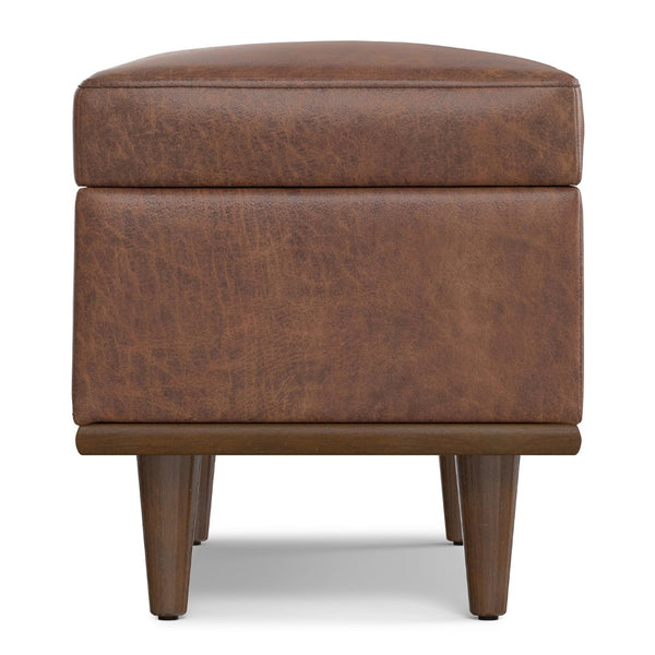 English Elm Shiloh Small Storage Ottoman - Vintage Faux Leather Footrest With Hidden Storage & Versatile Use B136P364275-GIGA