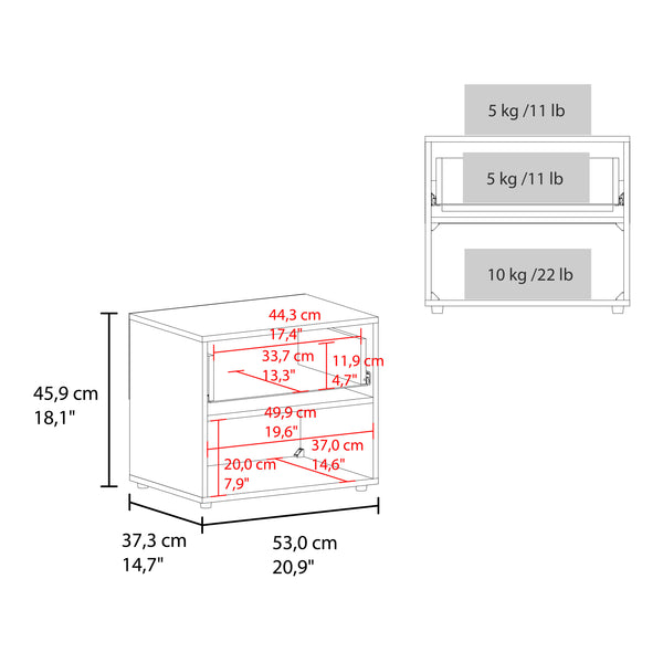 English Elm Nightstand, Compact Engineered Wood Design with Drawer and Open Shelf, Modern Eco-Friendly Finish Walnut 26.77 L x 19.69 W x 5.91 H B097P296837
