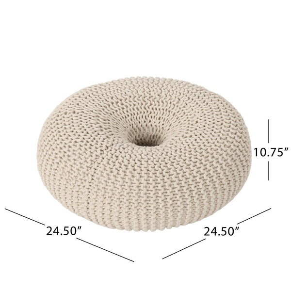 English Elm Knited Chunky Cotton Hand Knit Donut Pouf Artisan Footrest for Living Room or Nursery 62657.00BGE