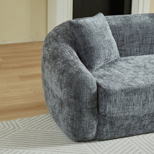 English Elm 87-inch Curved Chenille Convertible Sofa Recliner Bed with Pull-out Base for Living Room Grey W3505P452805