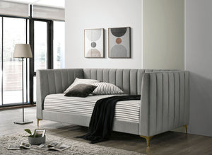 English Elm Contemporary Tuxedo-Inspired Daybed With Channel Tufting And Gold Metal Legs For Stylish Comfort B2741S00480