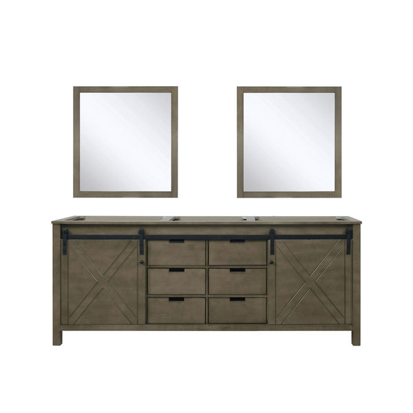 English Elm Rustic Brown Double Bath Vanity Set With 30" Mirrors, Ample Storage & Timeless Design For Bathrooms B2731S00574-GIGA