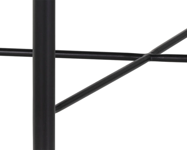 Sunpan Riz Stool - Intricate Design with Gold Accents, Perfect for Living Room or Bedroom Spaces Black Leather