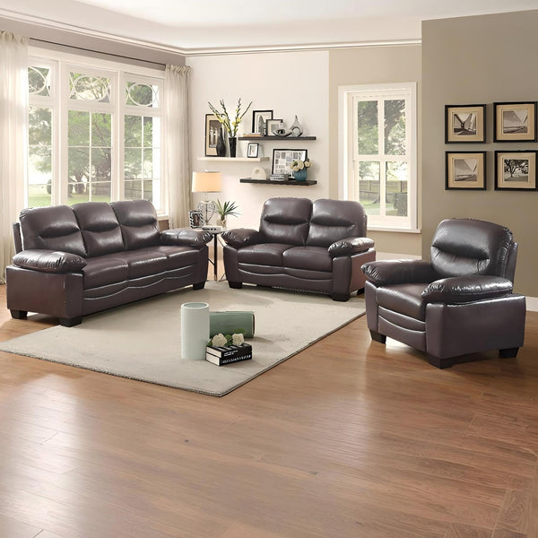 English Elm Glory Marta G674-L Loveseat with Pocket Coil Seating, PU Upholstery, Removable Backs, Durable Design Dark Brown 15 L x 60 W x 31 H B078108377