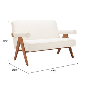 Zuo Modern Encanto Loveseat Ivory - Elegant, Durable 100% Polyester Sofa Perfect For Home & Hospitality Settings White 100% Polyester,Rubberwood 110659-zuo-modern
