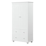 English Elm Tall Storage Cabinet With Three Drawers For Bathroom/Office, White