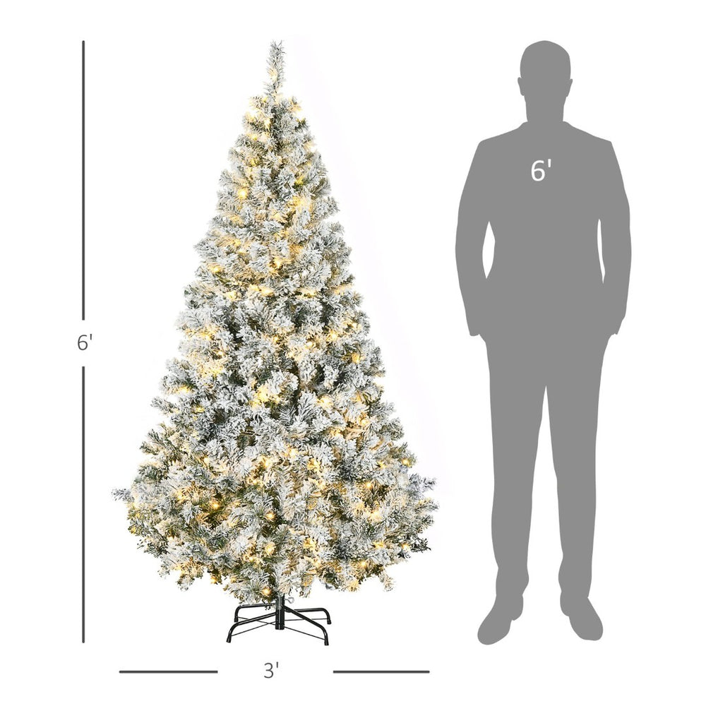 English Elm Christmas Flocked Artificial Tree with 220 Warm Led Lights Snow Frosted Pvc Branches T3971P419616