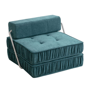 English Elm Green Chenille Floor Sofa Convertible Futon Chair with Modular Sleeping Support Green W3612P376637