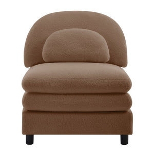 English Elm Vitoria Curved Modular Sofa in Plush Teddy Fleece for Modern Living Rooms Camel W5656P454266