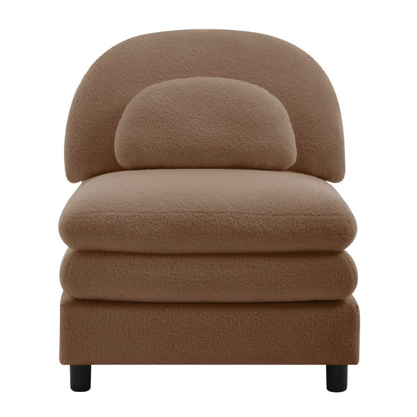 English Elm Vitoria Curved Modular Sofa in Plush Teddy Fleece for Modern Living Rooms Camel W5656P454266