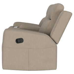 English Elm Slater Manual Reclining Loveseat with Center Console and Suede Leatherette Upholstery Taupe B062P440395