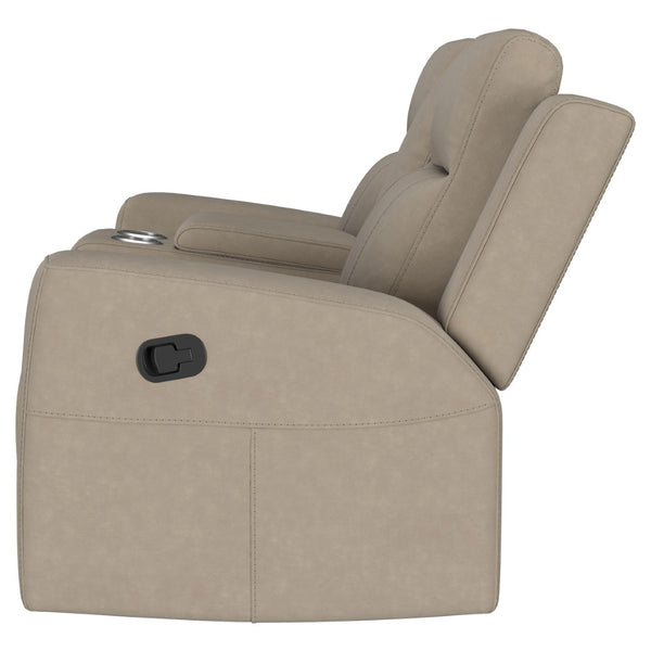 English Elm Slater Manual Reclining Loveseat with Center Console and Suede Leatherette Upholstery Taupe B062P440395