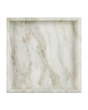 Currey & Company Bilbao Onyx Tray - Exquisite Natural Stone With Pastel Veining, Elegant Design For Home Decor White Aravali Onyx 1200-1034-currey-company