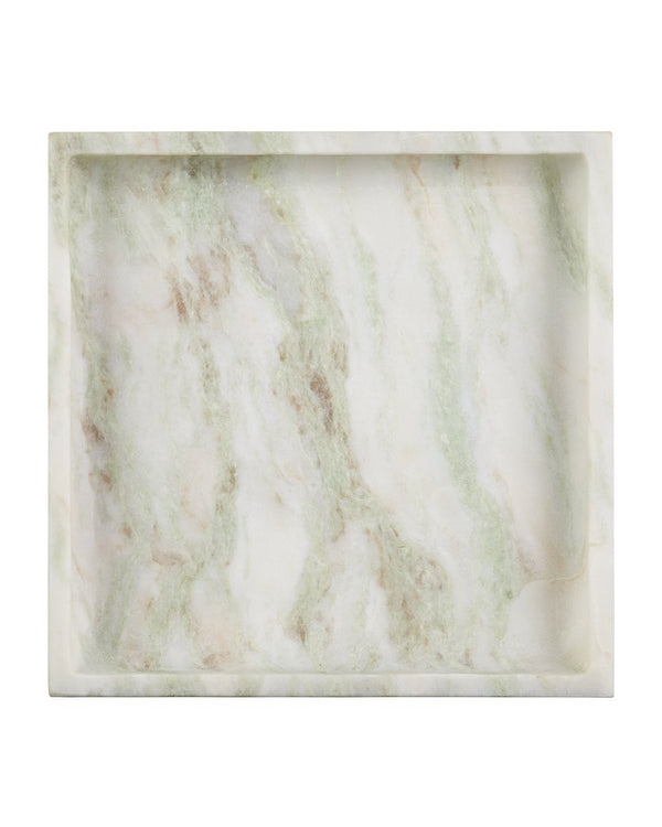 Currey & Company Bilbao Onyx Tray - Exquisite Natural Stone With Pastel Veining, Elegant Design For Home Decor White Aravali Onyx 1200-1034-currey-company