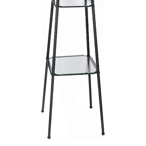 English Elm Sentinel Black Modern Torchiere Floor Lamp with 3 Shelves, Frosted Glass Shade, Durable Metal Legs B062P328687