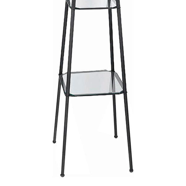 English Elm Sentinel Black Modern Torchiere Floor Lamp with 3 Shelves, Frosted Glass Shade, Durable Metal Legs B062P328687